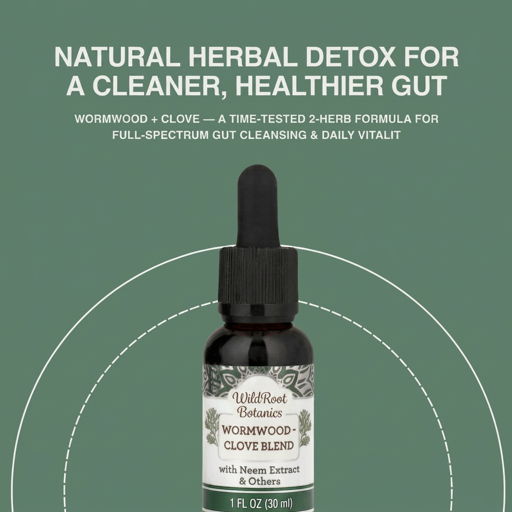 Wildroot Botanics® Wormwood & Clove Drops - Natural Herbal Parasite Cleanser for a Cleaner, Healthier Gut