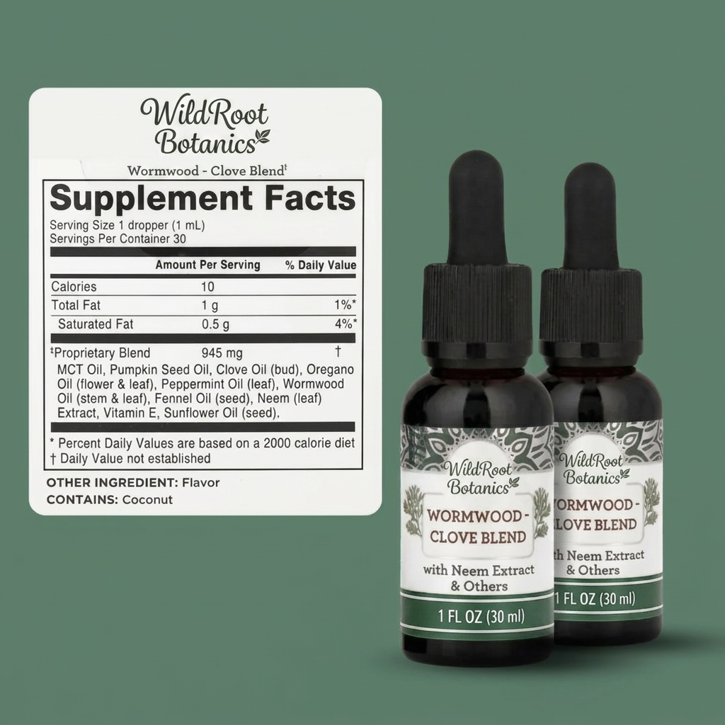 Wildroot Botanics® Wormwood & Clove Drops - Natural Herbal Parasite Cleanser for a Cleaner, Healthier Gut
